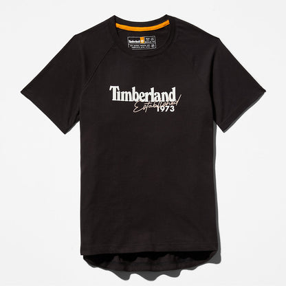 Timberland Womens Raglan-sleeve Logo T-Shirt for Women in Black