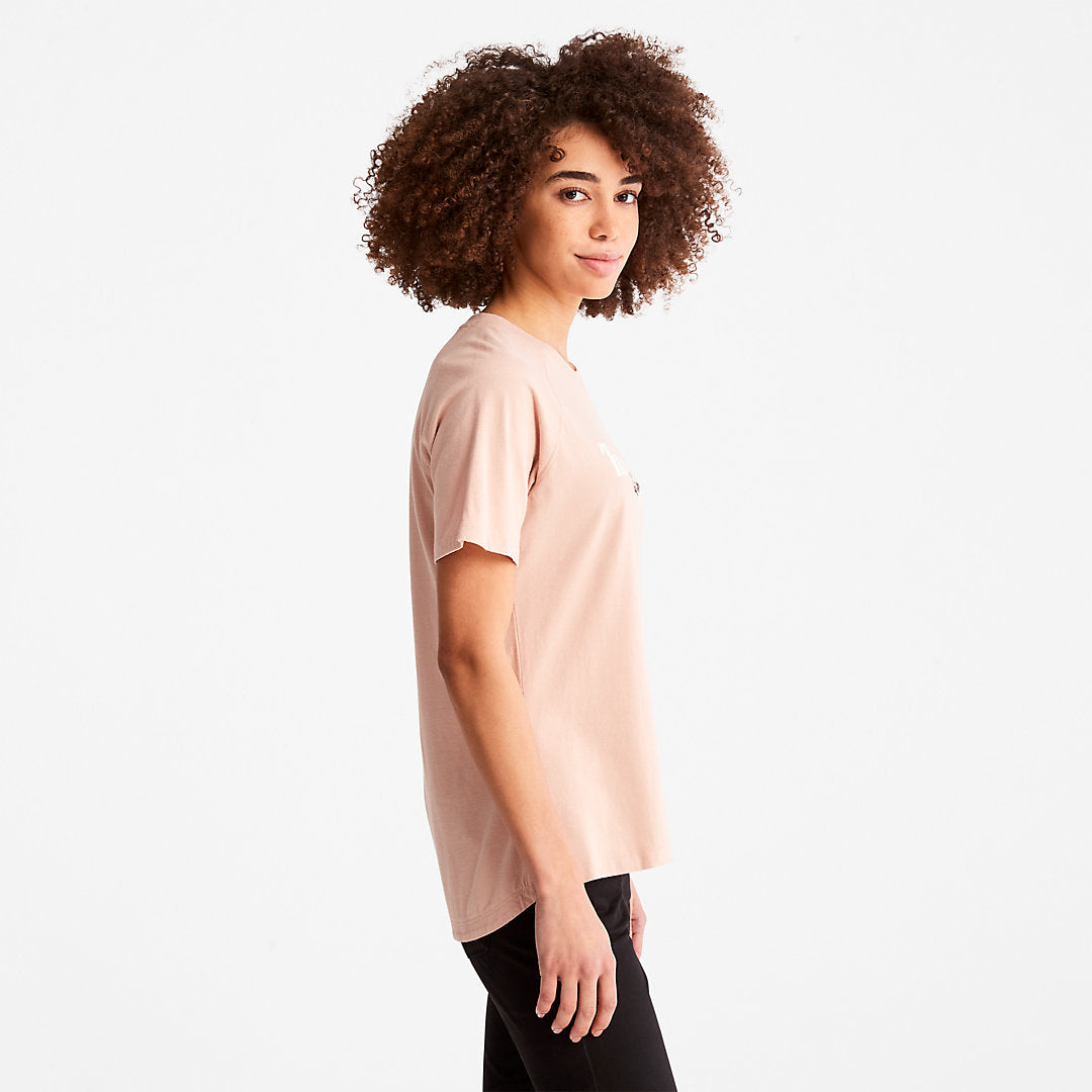 Timberland Womens Raglan-sleeve Logo T-Shirt for Women in Light Pink