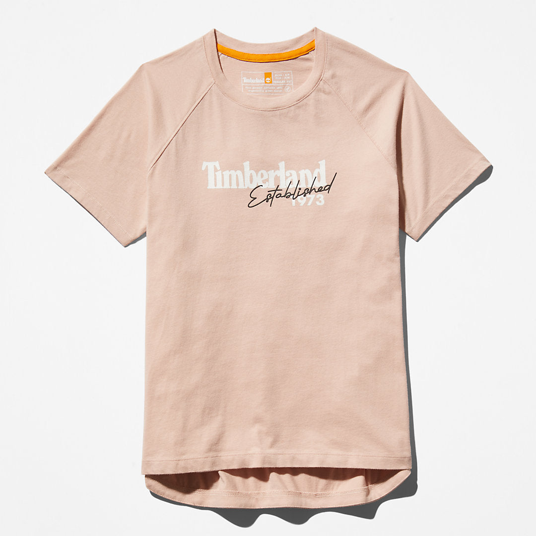 Timberland Womens Raglan-sleeve Logo T-Shirt for Women in Light Pink