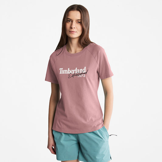 Timberland Womens Raglan-sleeve Logo T-Shirt for Women in Pink
