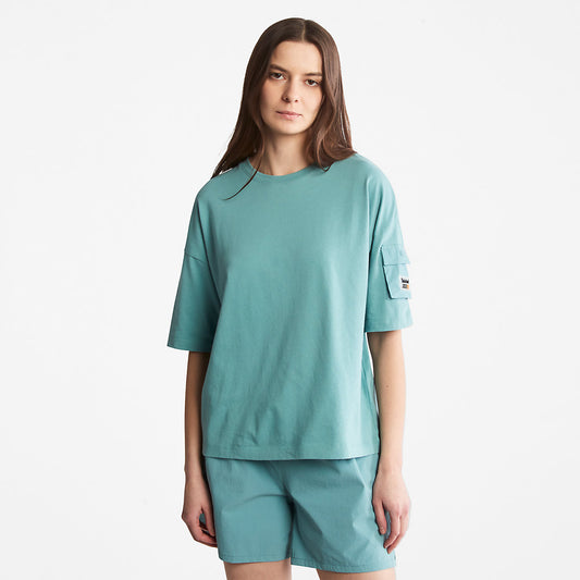 Timberland Womens Progressive Utility Pocket T-Shirt for Women in Teal