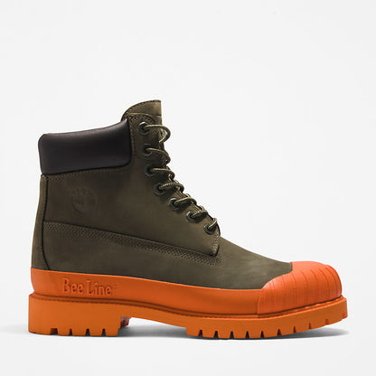 Timberland Mens Bee Line x Timberland® 6 Inch Rubber Toe Boot for Men in Dark Green/Orange