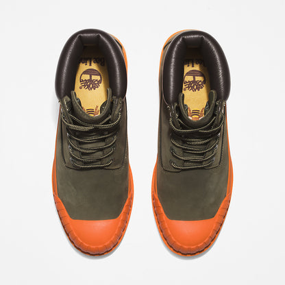 Timberland Mens Bee Line x Timberland® 6 Inch Rubber Toe Boot for Men in Dark Green/Orange