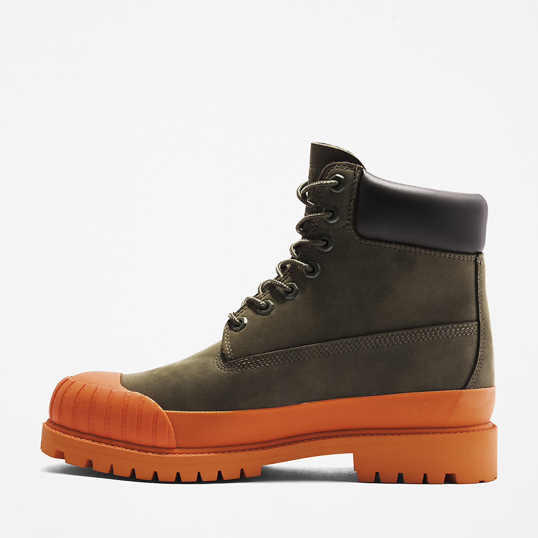 Timberland Mens Bee Line x Timberland® 6 Inch Rubber Toe Boot for Men in Dark Green/Orange