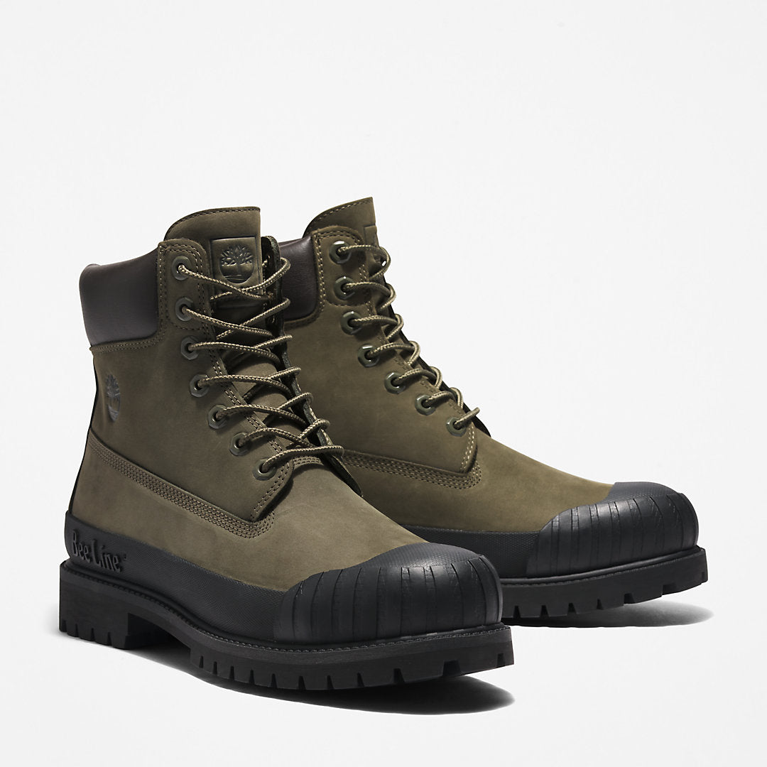 Timberland Mens Bee Line x Timberland® 6 Inch Rubber Toe Boot for Men in Dark Green/Black